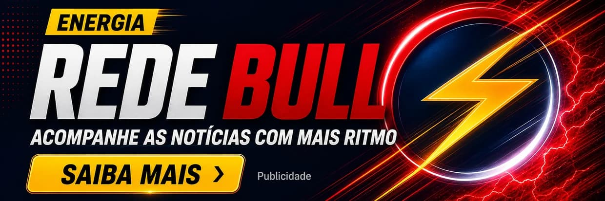 Publicidade Rede Bull: energia para acompanhar as notícias.