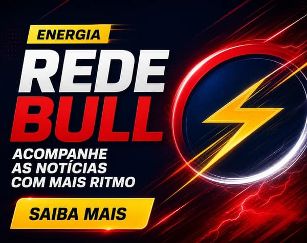 Publicidade Rede Bull: energia para acompanhar as notícias.